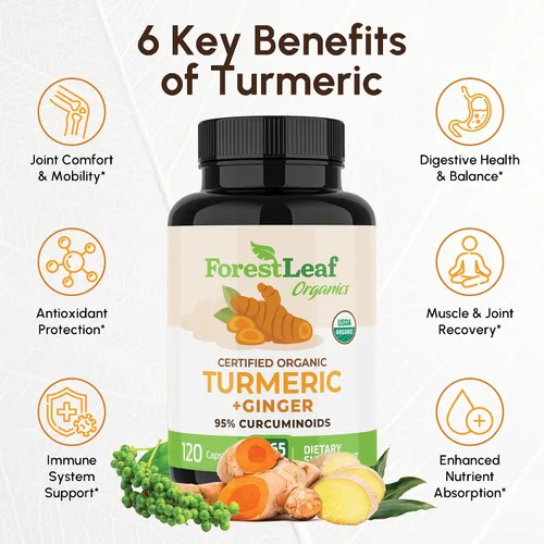 Miniatura 10 de Suplemento de cúrcuma extra fuerte de 2265 mg – Suplemento de curcumina de cúrcuma con pimienta negra BioPerine – Suplementos tuméricos