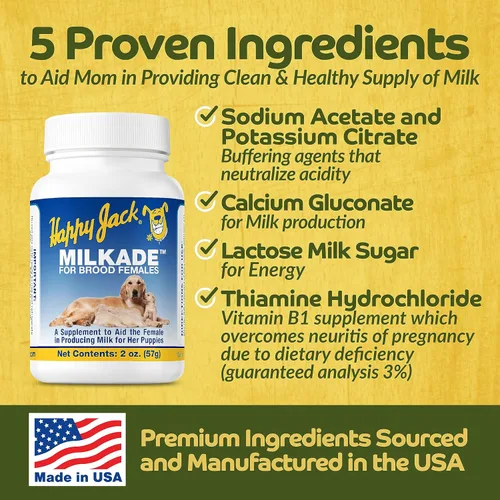 Miniatura 5 de HAPPY JACK Milkade - Suministros de cría y lactancia para perros, ayuda para la producción de leche para perras y arena saludable, vitamina prenatal