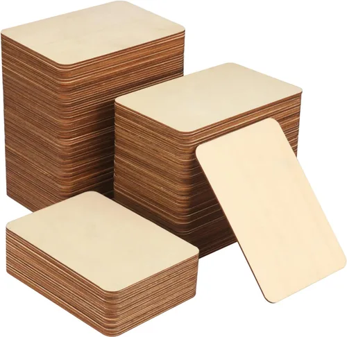 150 piezas rectangulares de madera sin terminar, azulejos de madera natural de 4 x 6 pulgadas para manualidades, pintura, tallado y decoración del