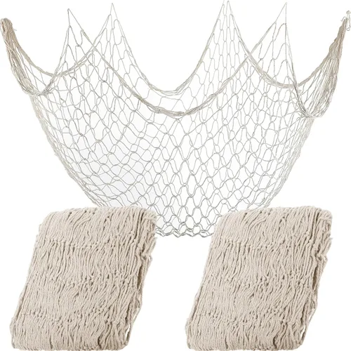 Miniatura 10 de Shappy 2 redes decorativas de 80 x 40 pulgadas, red para colgar en la pared para sirena, pirata, náutico, decoración de fiesta bajo el mar, temática
