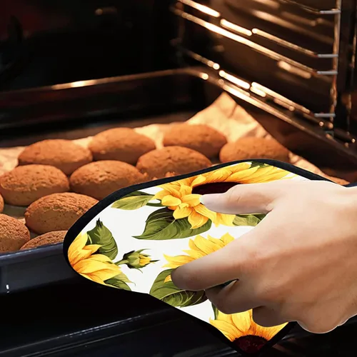 Miniatura 7 de Groovy - Juego de 2 soportes para ollas de girasol, resistentes al calor, para microondas, hornear, horno, platos finales y regalos de barbacoa