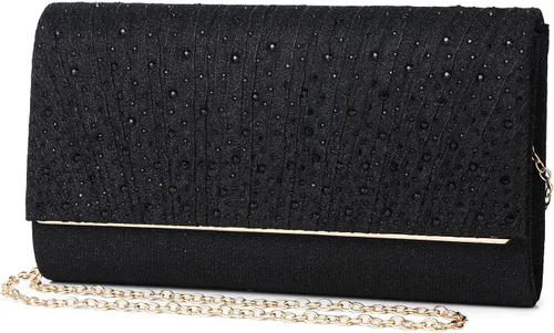 Miniatura 2 de Gurina Bolso de noche para mujer, bolso de mano con diamantes de imitación, lentejuelas con purpurina, bolso cruzado para mujer, fiesta de boda