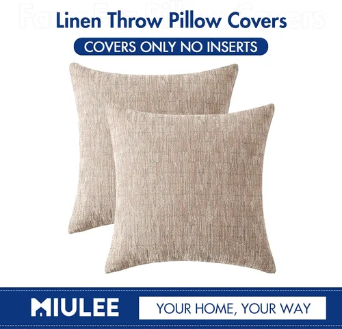 Miniatura 323 de MIULEE - Juego de 2 fundas de almohada decorativas de lino de arpillera navideñas, modernas, estilo campestre, rústicas, tejidas, con textura
