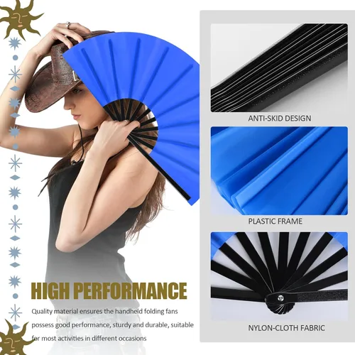 Miniatura 5 de Blulu 8 piezas de abanicos grandes plegables para baile en línea de 13 pulgadas, abanico en el suelo para baile en línea para mujeres y hombres