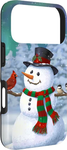 Miniatura 44 de Funda para iPhone 17 con diseño de muñeco de nieve y pájaros en invierno