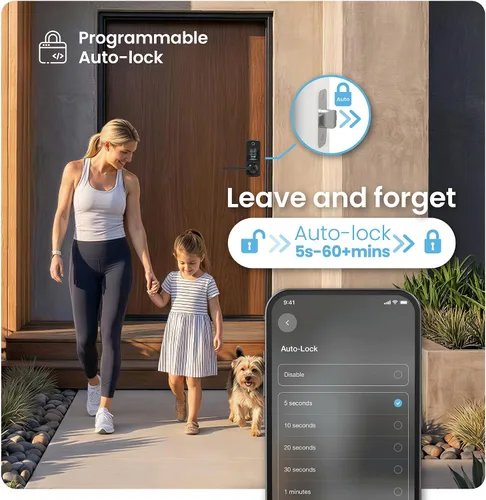 Miniatura 7 de Lockly Secure Pro Smart Lock con asa, huella digital biométrica y teclado patentado PIN Genie antiespía, cerradura de puerta de entrada sin llave