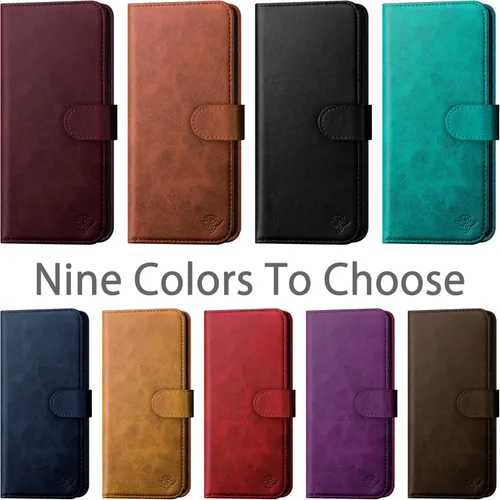 Miniatura 2 de DuckSky Funda tipo cartera de cuero genuino para Samsung Galaxy S23 Ultra con bloqueo RFID, 4 tarjeteros de crédito. 【Cuero auténtico】 Funda Marrón
