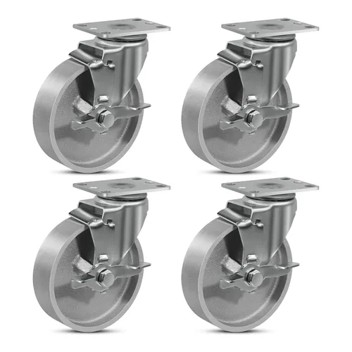 Miniatura 59 de Ruedas industriales resistentes de 3 x 1.25 pulgadas, capacidad de 350 libras, ruedas de hierro fundido y marco de acero para carros, carritos