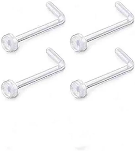 Joyería 0.63 oz Clear Nose Septum Anillo Retenedor de Hueso Bioflex L Forma Anillos de nariz Studs Piercing Joyería Plana Top