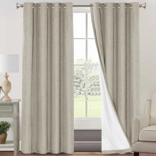 Miniatura 117 de Primitive - Cortinas opacas 100 % de lino texturizado natural para dormitorio, sala de estar, cortinas para ahorra energía, tela de arpillera