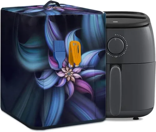 Miniatura 19 de Air Fryer Oven Dust Cover with Handle and Pocket, Easy Cleaning Electric Appliance Cover, Brown Flower Flor marrón (Brown Flower)