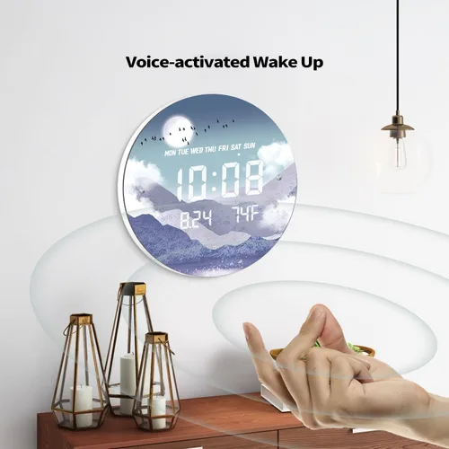 Miniatura 3 de Reloj de pared digital SCOAGE con luz nocturna MoonCloud moderno de 7 niveles de brillo 12/24H LED automático con temperatura fecha hora pantalla