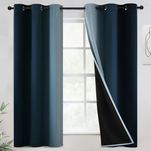 Miniatura 43 de COSVIYA - Cortinas 100% opacas y visillos con ombre, cortinas negras de 63 pulgadas de largo, 2 paneles, cortinas de oscurecimiento total