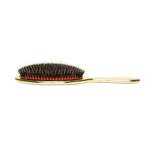 Miniatura 4 de Ibiza Hair Cepillo de jabalí ovalado extra grande (GL7 - dorado metálico) Cerdas de jabalí/nailon estimulan el cuero cabelludo y distribuyen