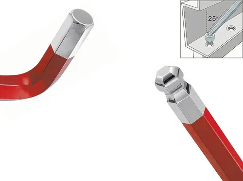 Miniatura 5 de 4 llaves Allen de extremo de bola de 0.236 in, llave hexagonal interna, herramienta de reparación de acero S2 de brazo largo en forma de L