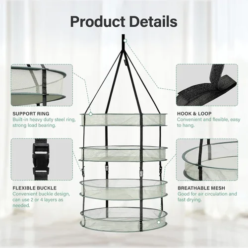 Miniatura 4 de iPower Escurridor plegable de malla plegable de 4 niveles, para colgar ropa sucia, suéter, traje de baño, ropa interior y juguetes
