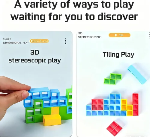 Miniatura 3 de Tetra Tower - Juego de apilamiento de 48 piezas de bloques de construcción de equilibrio para niños, adultos, familia, amigos, juego en