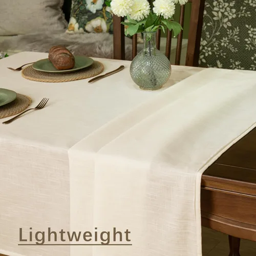 Miniatura 5 de Mantel rectangular con textura de lino, mantel ligero Slubby de 60 x 84 pulgadas, resistente al agua, resistente a las manchas, mantel de arpillera