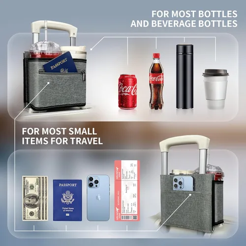 Miniatura 4 de Portavasos para equipaje de viaje, accesorio para portavasos de equipaje, maleta de mano gratis para bebidas, bebidas, café, botellas, aperitivos