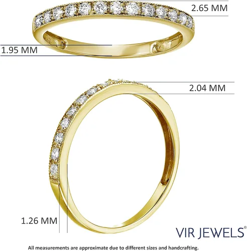 Miniatura 8 de Vir Jewels Anillo de compromiso de boda de diamantes de 15 quilates (ctw) para mujer, anillo de compromiso de diamantes redondos de media eternidad