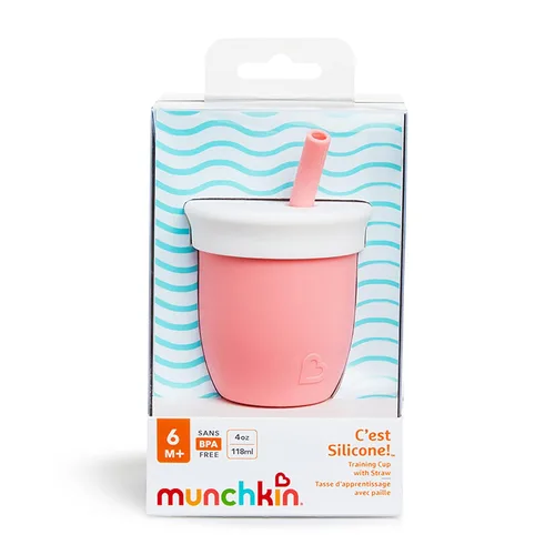 Miniatura 6 de Munchkin Vaso con popote con tapa extraíble, para bebés y niños pequeños de 6 meses en adelante, 4 onzas, silicona, coral/rosa
