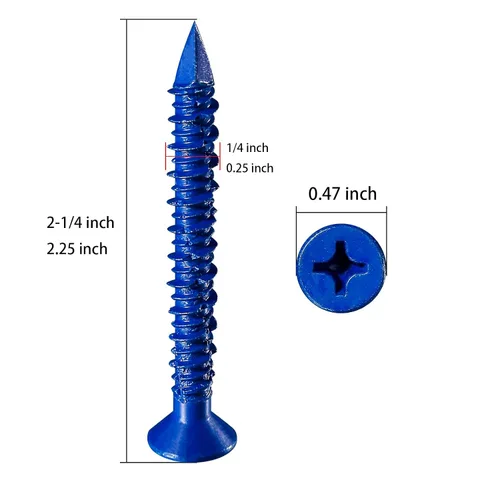 Miniatura 2 de WenSilon - Tornillo de anclaje de hormigón de cabeza plana para anclar a mampostería, bloques, ladrillo, estuco, 100 unidades, 1/4 x 2-1/4 pulgadas