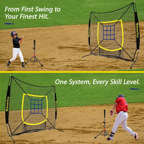 Miniatura 8 de Baseball Net，7x7ft Baseball Practice Net with Tee and Target, Large Pocket Sports net for Hitting/Batting/Pitching/Throwing,Scratch Resistant Base