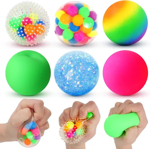 Miniatura 9 de Pelotas de Estrés y Juguetes Sensoriales Fidget: Juego de 12 Bolas Esponjosas de Estrés para Niños de 3 a 12 años - Bola Sensorial de Terapia