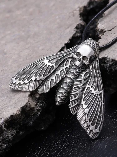 Miniatura 3 de HAQUIL Collar con colgante de calavera de aleación con cabeza de halcón de la muerte con cordón de cuero para mujeres y niñas 198 pulgadas Metal