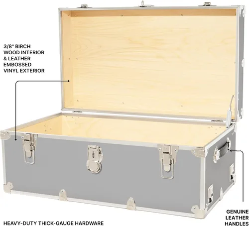 Miniatura 3 de Rhino Trunk & Case Maletero grande clásico, 32 x 18 x 14 pulgadas, capacidad de más de 1500 libras, muchos colores, tapa de cierre suave. Fuerte