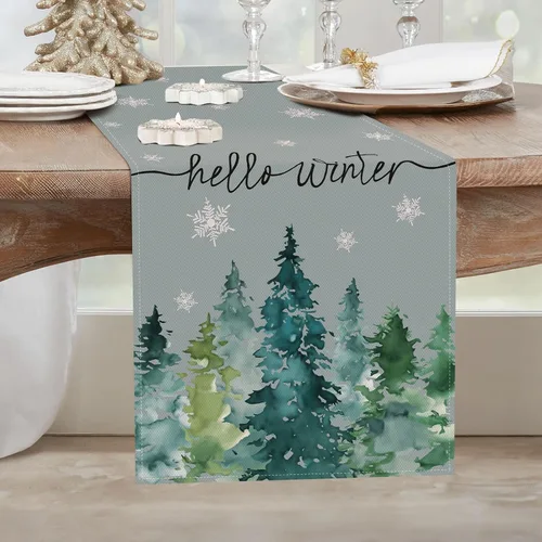 Miniatura 7 de Bonhause Camino de mesa con copos de nieve de invierno 13x72 pulgadas plateado y dorado, decoración de Navidad, invierno, vacaciones, cocina