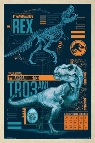Miniatura 12 de Trends International Jurassic World: Fallen Kingdom - Póster de pared T-Rex, 14.725 x 22.375 pulgadas, versión enmarcada de madera de granero