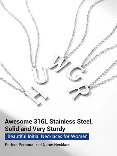 Miniatura 7 de PROSTEEL Collares con inicial para mujer, chapado en oronegro, acero inoxidable 316 A-Z, joyería con nombre, ajustable de 20 a 22 pulgadas, viene