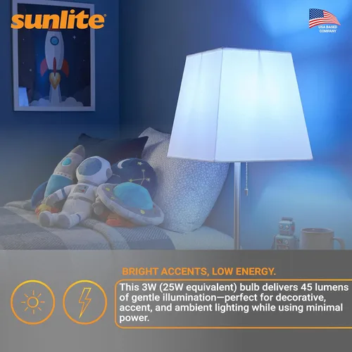Miniatura 5 de Sunlite 40450 - Foco de luz LED de color A19, 3 W (equivalente a 25 W), base mediana E26, no regulable, certificación UL, decoración de fiestas, Azul