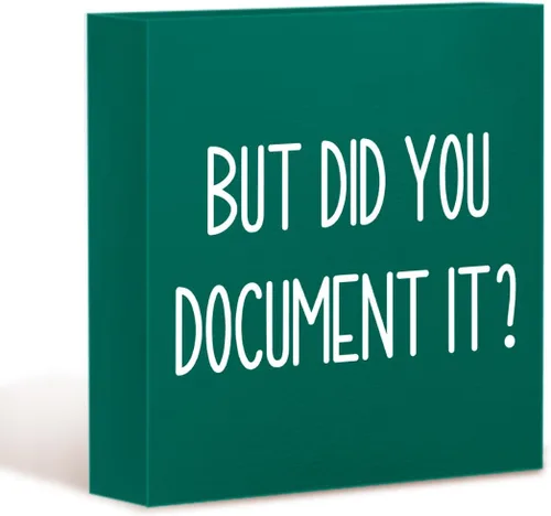 Miniatura 10 de mmiishe Letrero decorativo de madera con texto en inglés «But Did You Document It» para oficina, caja de madera para oficina, letrero cuadrado Negro