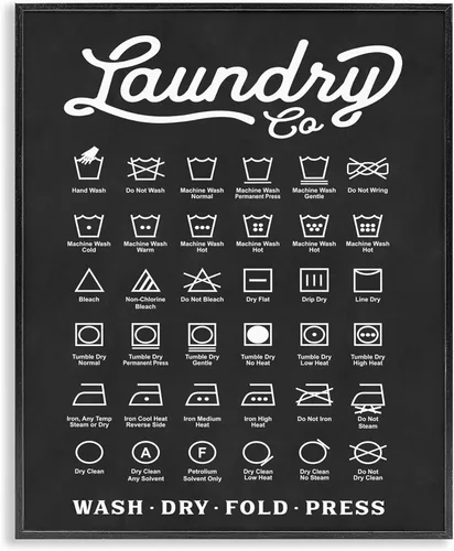 Miniatura 20 de Stupell Industries Guía de Símbolos de Lavandería Tipografía Beige 11 x 14 Negro medianoche
