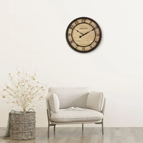 Miniatura 6 de Presentime & Co - Reloj de pared de la serie Farmhouse de 10 pulgadas, estilo cabaña, diseño vintage, bronce aceitado