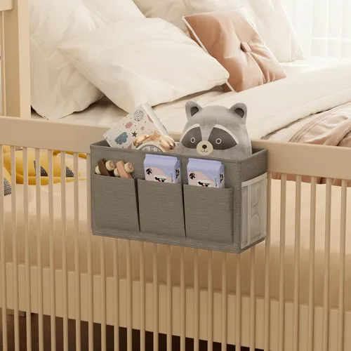 Miniatura 7 de Edudif Organizador de Cabecera de Doble Propósito, Caddy de Cama con 6 Bolsillos, Solución de Almacenamiento Versátil para Mesita de Noche, Portador