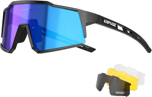 KAPVOE Gafas polarizadas con 1 lente o 4 lentes de protección UV para mujeres y hombres, gafas de sol para ciclismo, marco TR90, para deportes en