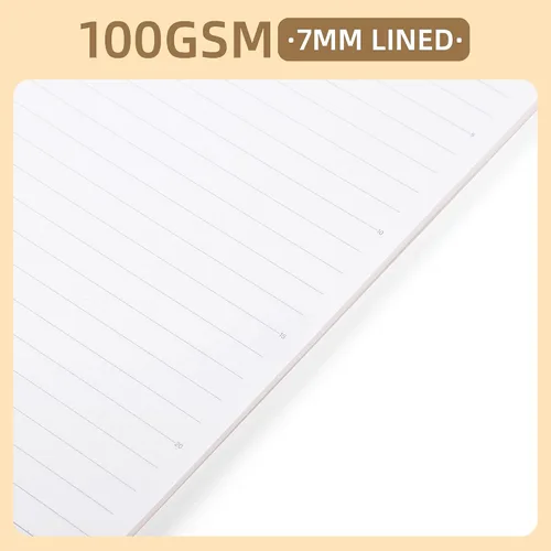 Miniatura 3 de Paquete de 3 Cuadernos Espirales - Papel Liso Sin Traspaso de 100GSM, 120 Páginas A5 de 8.26x5.7 Pulgadas, Páginas Rayadas de 7mm, Bolsillo