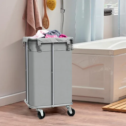 Miniatura 4 de Cesta de lavandería con ruedas, cesta de lavandería con bolsa extraíble, carrito clasificador de ropa de 100 L, organizador de ropa delgado alto