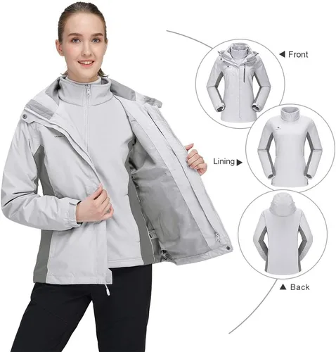 Miniatura 28 de CAMEL CROWN Chaqueta de esquí impermeable 3 en 1 para mujer, abrigo de invierno rompevientos, chaquetas de snowboard para lluvia, nieve, senderismo