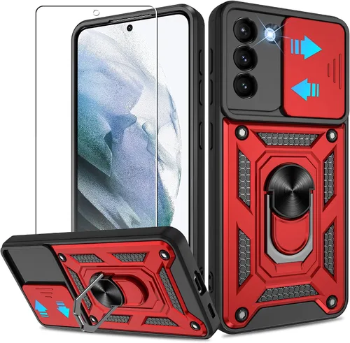 Miniatura 110 de ATUMP Funda para T-Mobile Revvl V Plus 5G con protector de pantalla HD con cubierta de cámara deslizante, soporte de anillo de rotación de 360° Negro