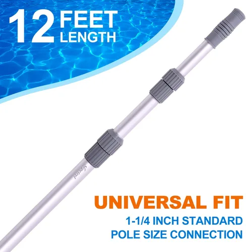 Miniatura 4 de Sepetrel Poste de piscina – Postes telescópicos profesionales de limpieza de piscina de 12 pies, poste telescópico ajustable, para red