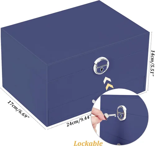 Miniatura 90 de Joyero de pendientes para mujeres y niñas, organizador de aretes de 5 capas, caja organizadora de joyas blanca con candado, collares y aretes