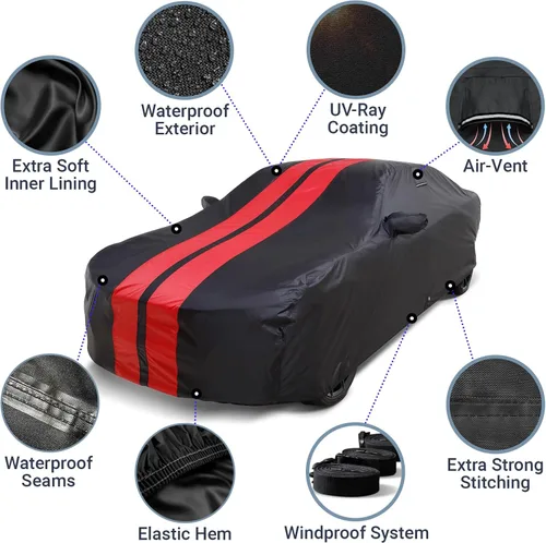 Miniatura 4 de iCarCover Funda de automóvil prémium para Ford Mustang Coupe Convertible GT Mach 1 Saleen Fastback SOV 1979-2004, resistente, impermeable, exterior