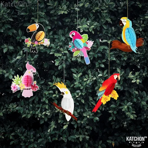 Miniatura 6 de KatchOn, Decoraciones grandes de pájaros tropicales – 12 x 5.3 pulgadas Decoraciones temáticas de selva, decoraciones de fiesta Luau, decoraciones