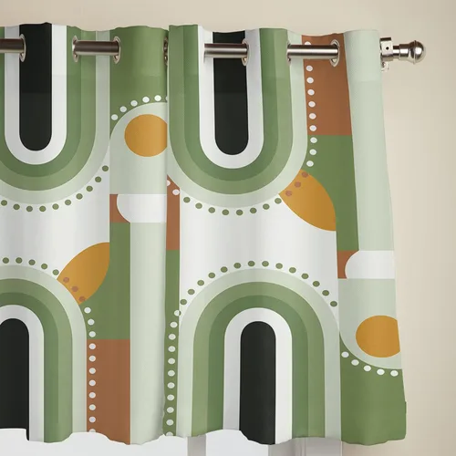 Miniatura 3 de Curtains Panels for Living Room Mid-Century Modern Art Geometric Abstract Green Window Curtains Light Filtering Grommet Top Drapes for Bedroom