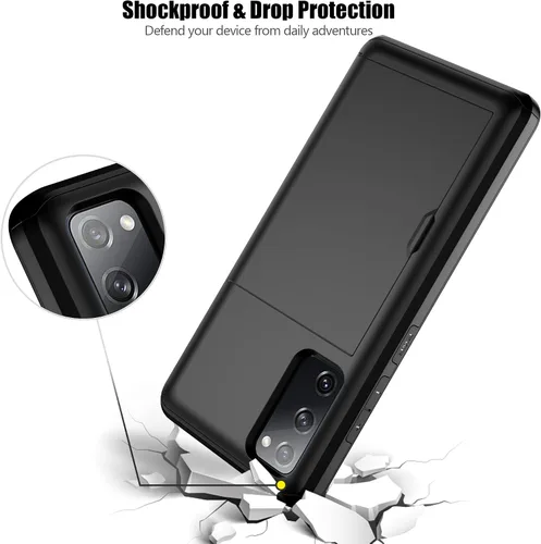 Miniatura 5 de Nvollnoe Funda para Samsung S20 FE con tarjetero de doble capa de protección resistente para Galaxy S20 FE, ranura para tarjeta oculta Funda delgada
