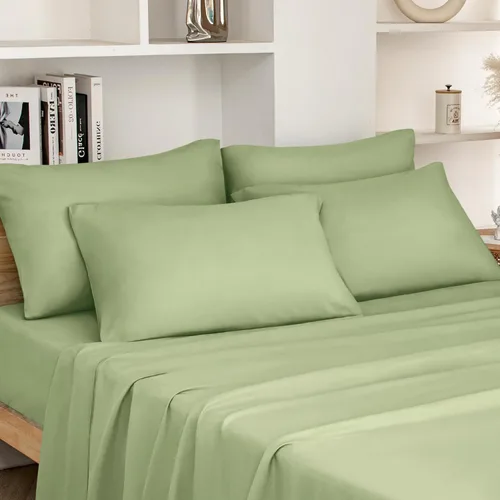 Miniatura 16 de HOMEIDEAS Sábanas de cama tamaño King – Juego de 6 piezas (dorado) – Sábanas de microfibra cepillada extra suave 1800, bolsillo profundo, sin